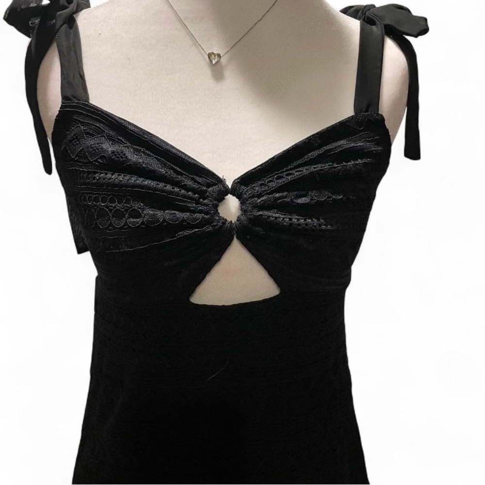Black Lace Mini Dress Live To Be Spoiled Size Small P-P 12 With Stretch …